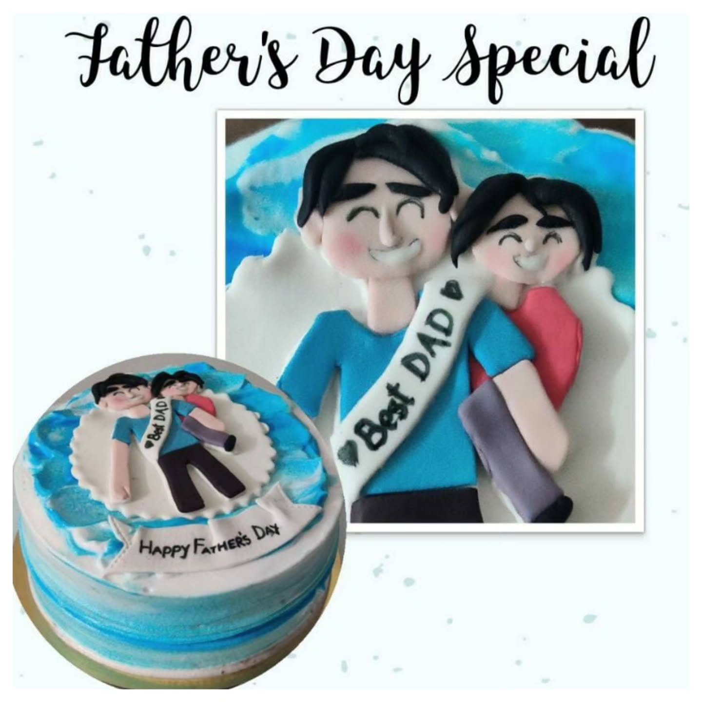 Father's day Bento Cake with 2D Topper in Modelling Chocolate 120w