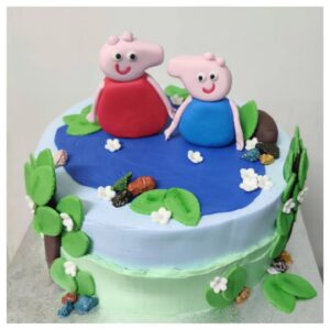 Peppa Pig-Themed Cake with Modelling Chocolate Toppers