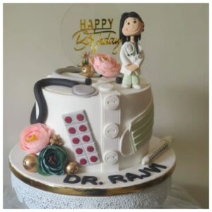 Doctor Theme Cake with Medical Toppers