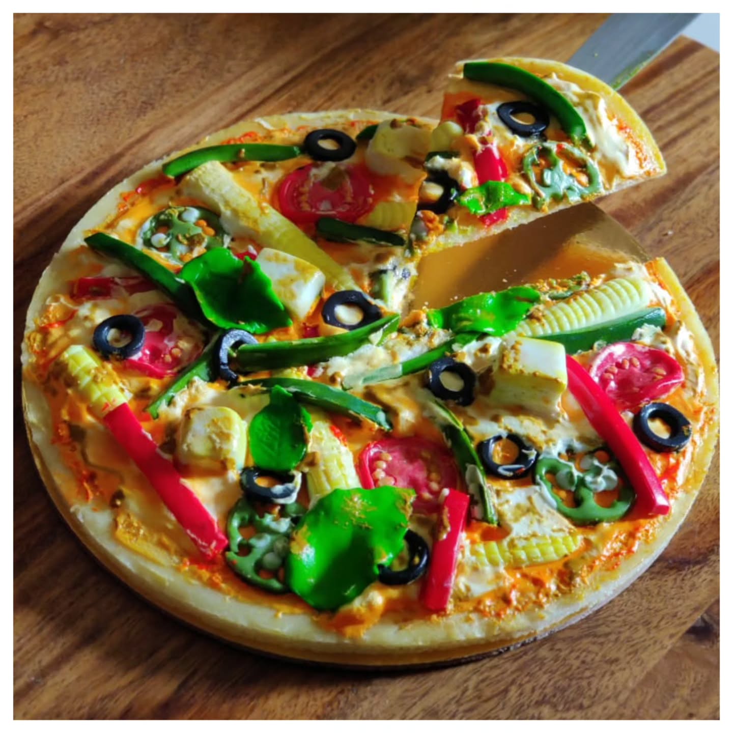 Realistic Thin Crust Pizza Cake